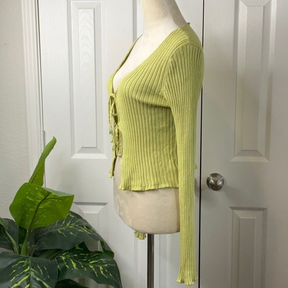 Pink Rose- Women’s Pointelle Tie Front Cardigan Size M - Picture 5 of 11